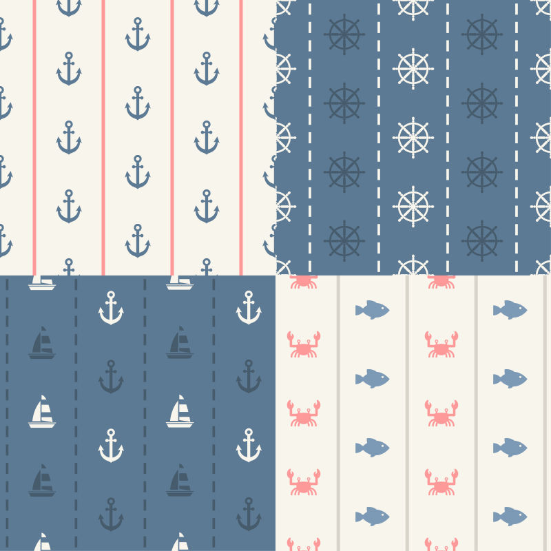 航海元素的矢量拼贴无缝背景