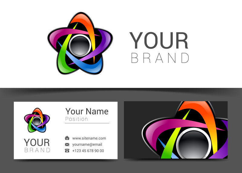 彩色矢量星星图形元素的矢量名片标志设计