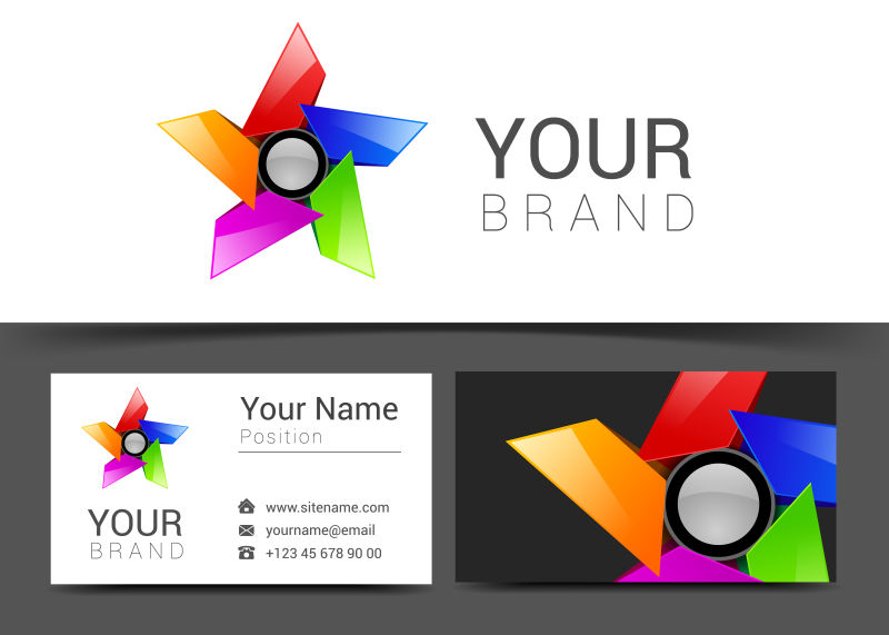 彩色五页花瓣的矢量企业视觉形象平面设计