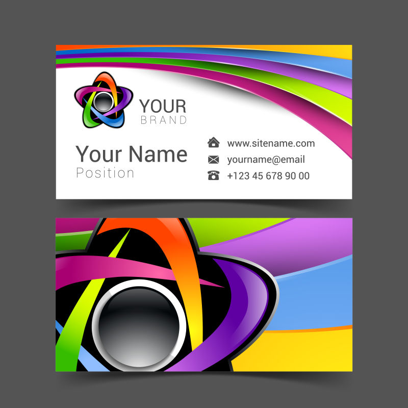 矢量创意彩色星星图形的名片标志设计