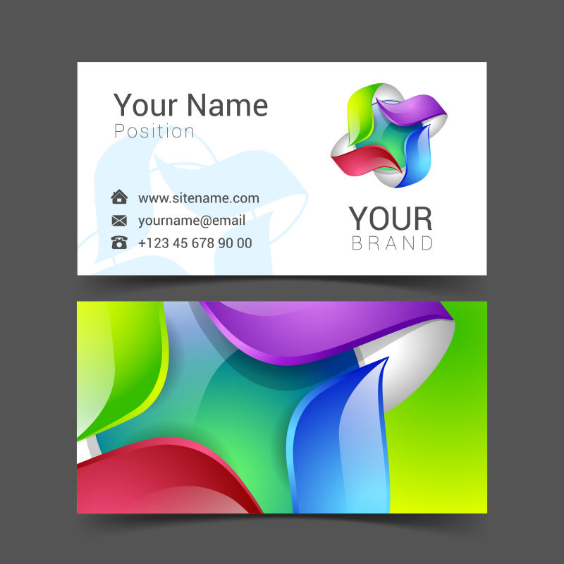 创意彩色循环的矢量标志名片设计