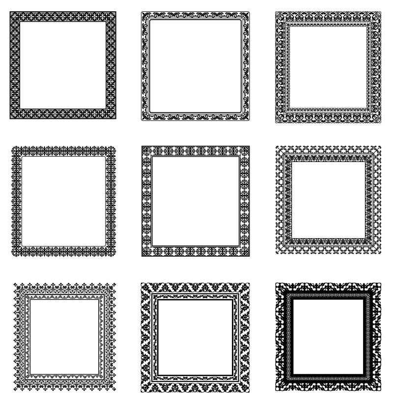 创意矢量黑色花纹边框设计