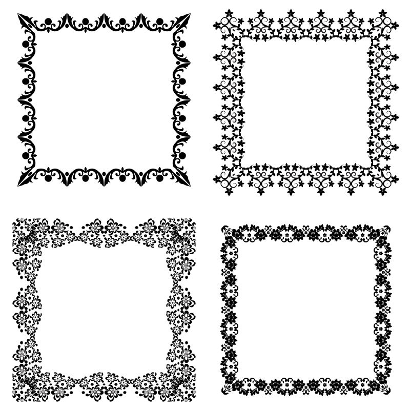 矢量黑色花纹边框