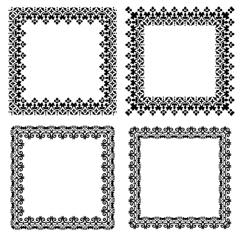 华丽的黑色矢量花纹边框设计