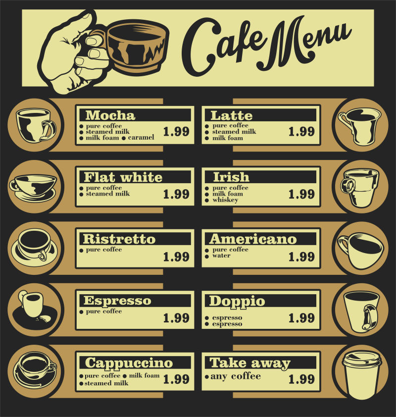矢量的咖啡菜单设计