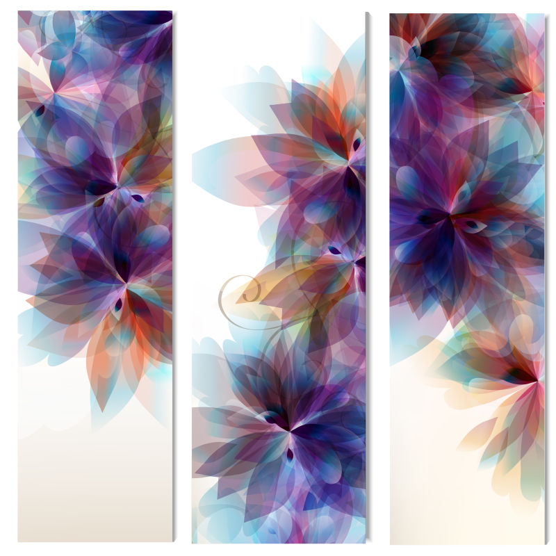 抽象的彩色水彩花卉宣传册卡片矢量设计