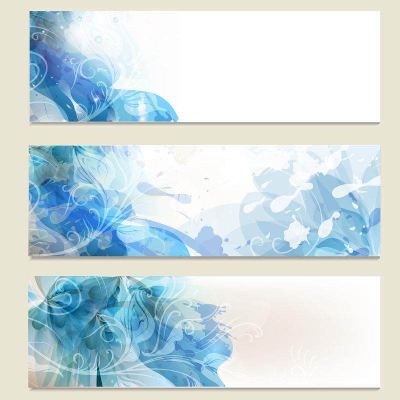 抽象的蓝色花卉图案卡片插图矢量设计