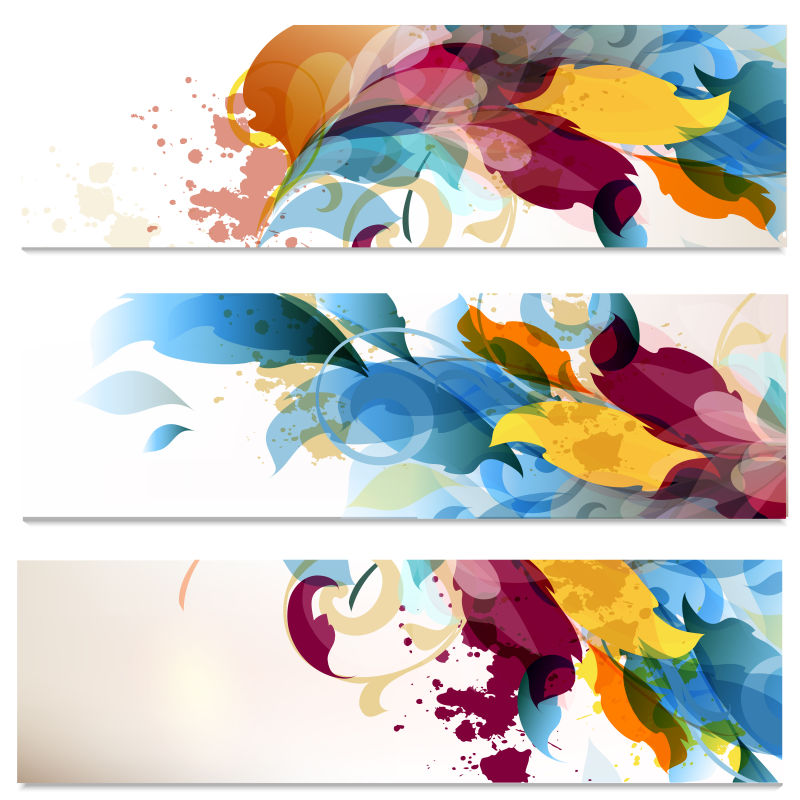 富有迷幻色彩的水彩花卉矢量插图设计