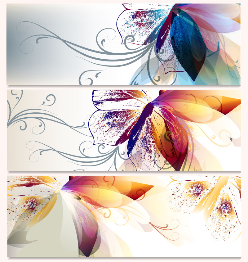 花卉水彩图案矢量插图