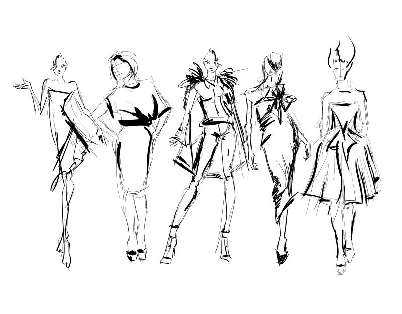 矢量时尚女子服装设计图