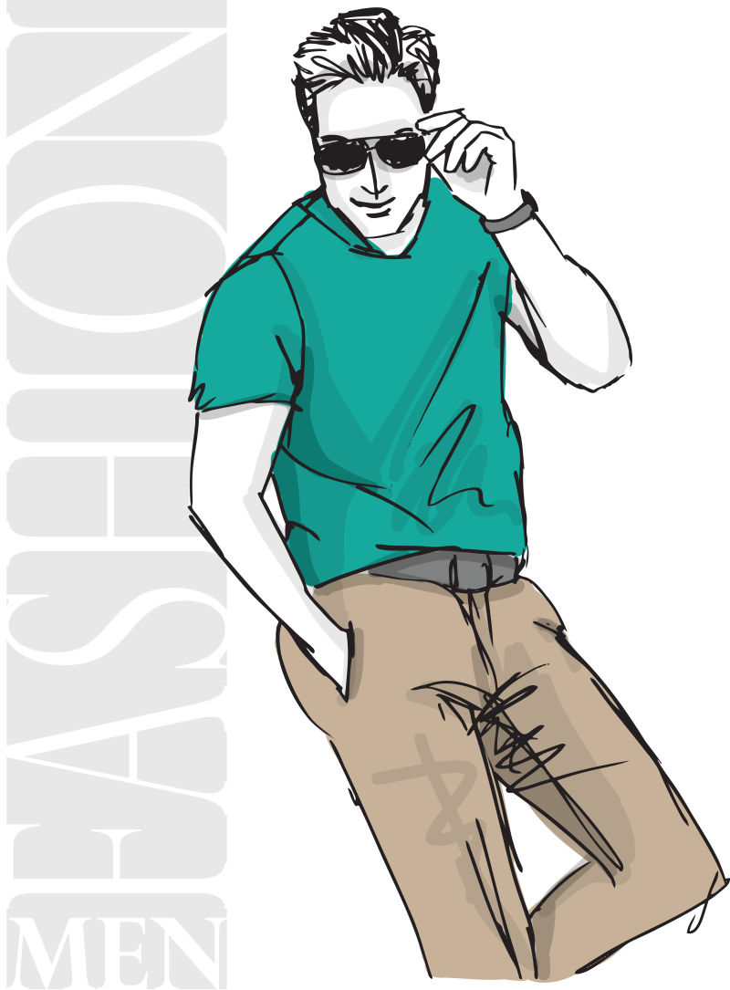 矢量时尚的戴墨镜的帅哥