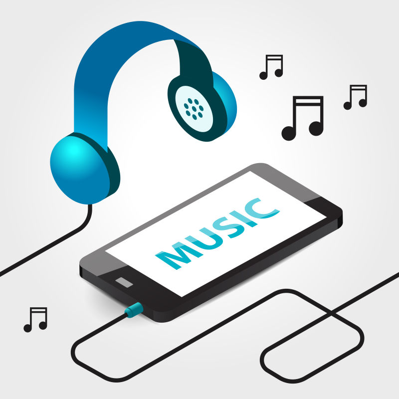 矢量创意插音乐耳机的插图背景