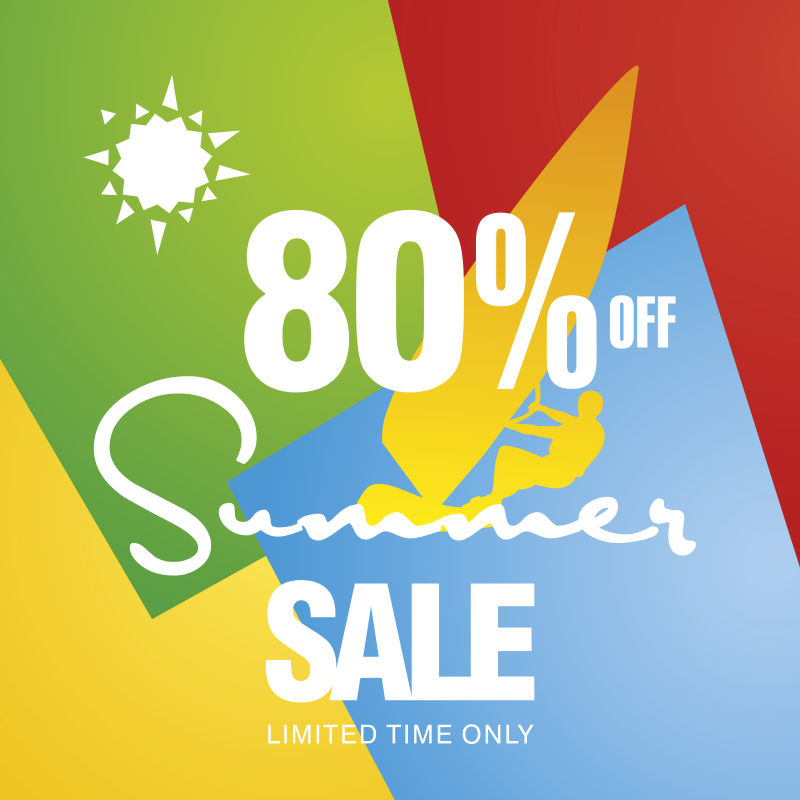 矢量夏季帆船元素的折扣设计