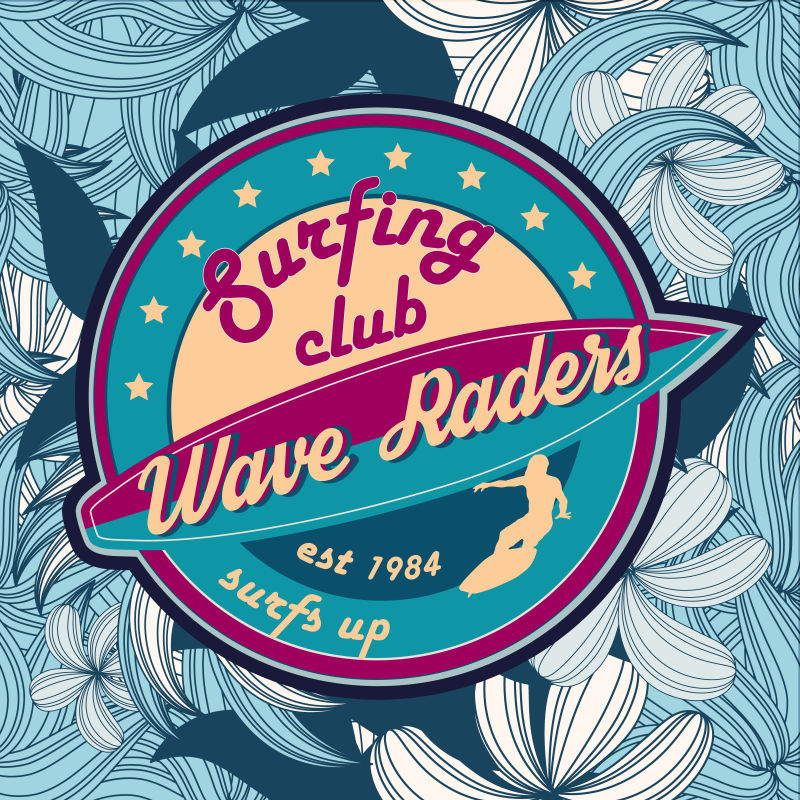 矢量创意冲浪主题的标志设计