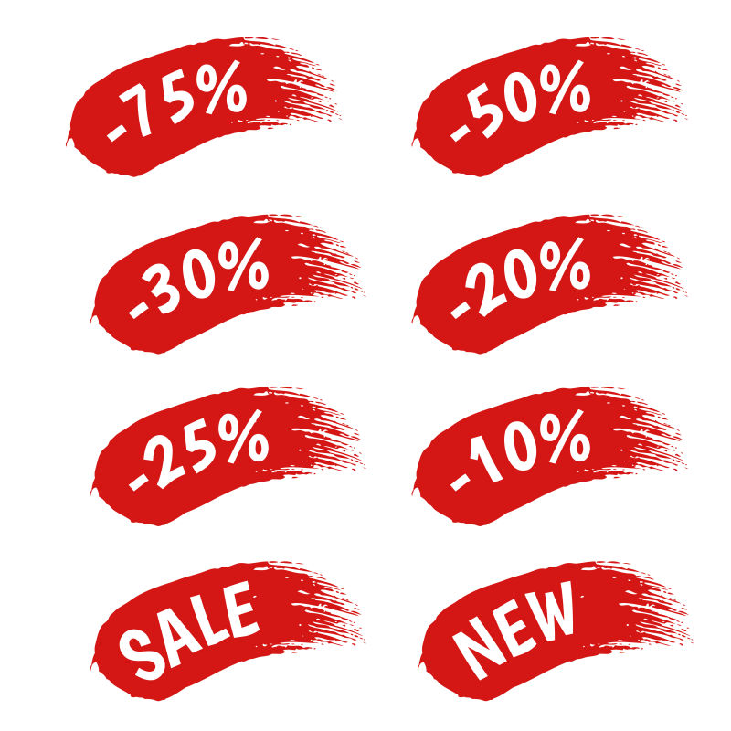 红色油漆形状的销售标签设计