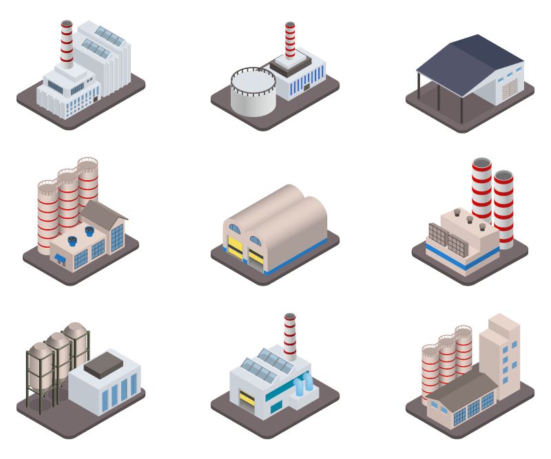 矢量卡通工厂的创意插图