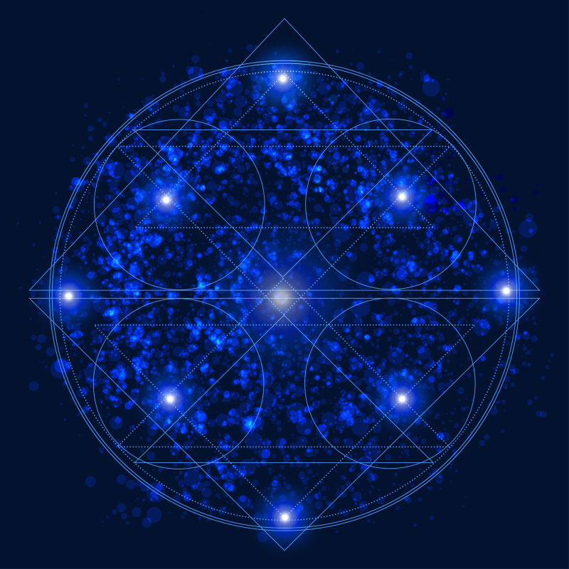 矢量神圣蓝光抽象符号背景