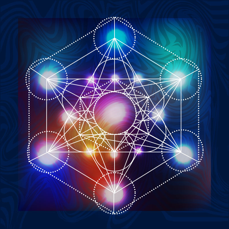 创意几何矢量抽象发光神秘符号背景