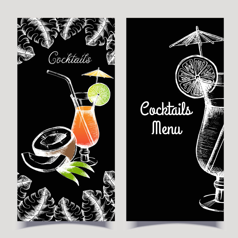 矢量的手绘风格果汁饮料条幅