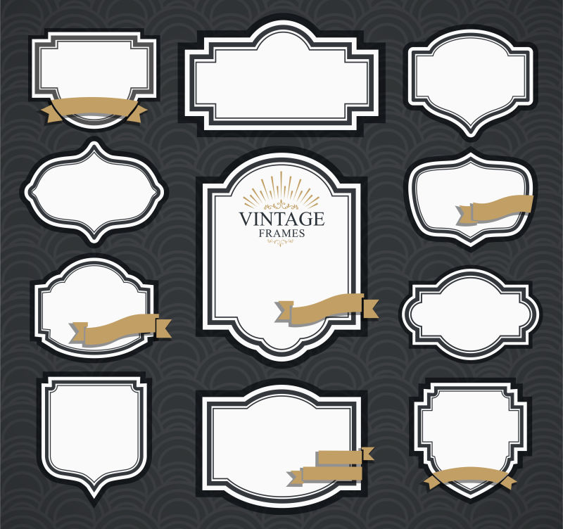 矢量有旗帜的标签设计