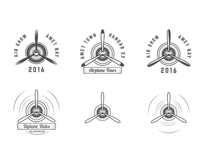 老式的飞机螺旋桨矢量图标设计