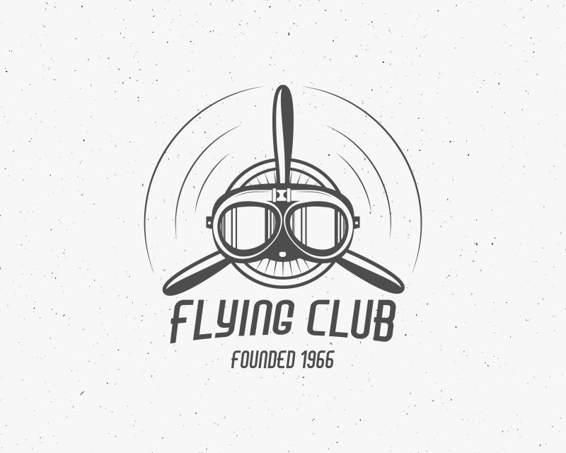 创意矢量老式飞行俱乐部的标志设计