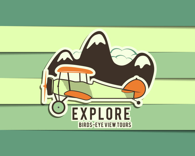 创意矢量飞机复古卡通图标设计