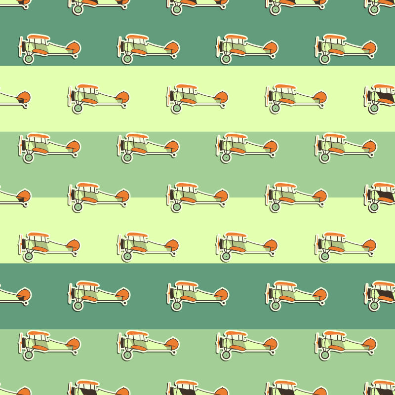 矢量卡通飞机涂鸦无缝设计背景