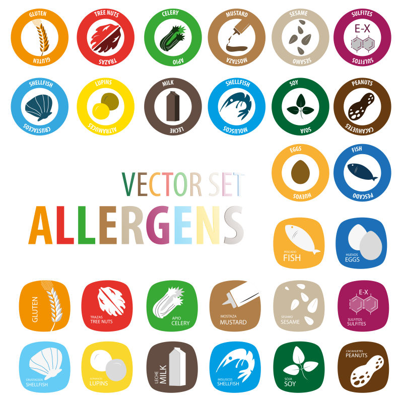 矢量彩色过敏原图标