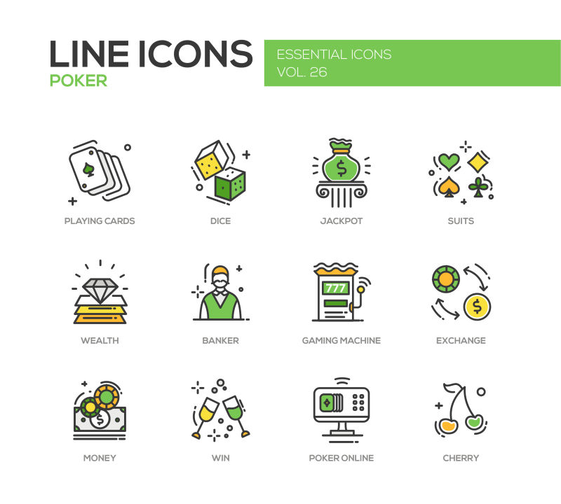 矢量扑克概念的图标设计