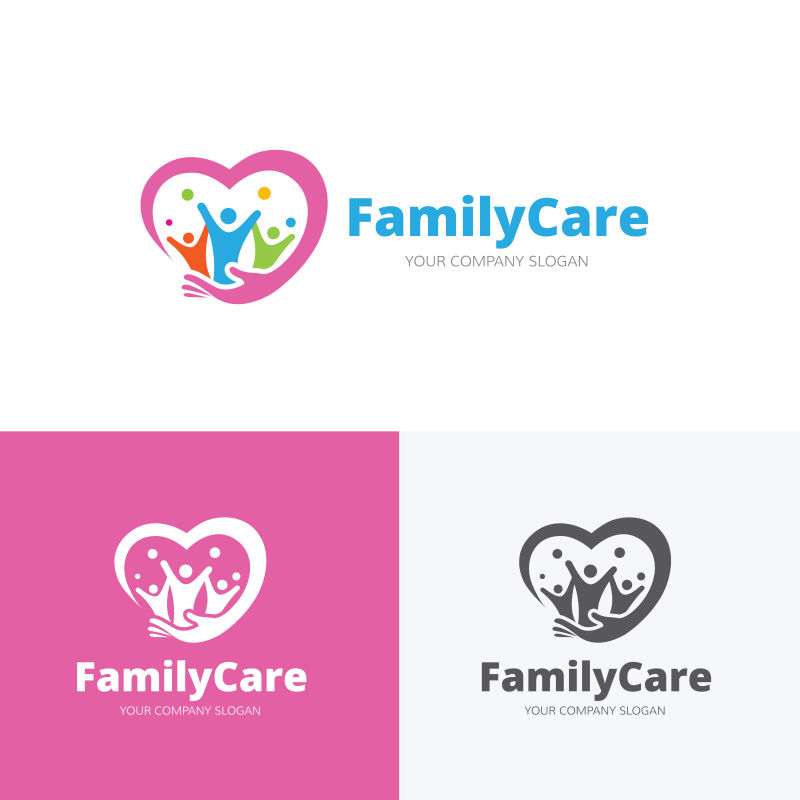 矢量创意家庭护理概念的标志设计