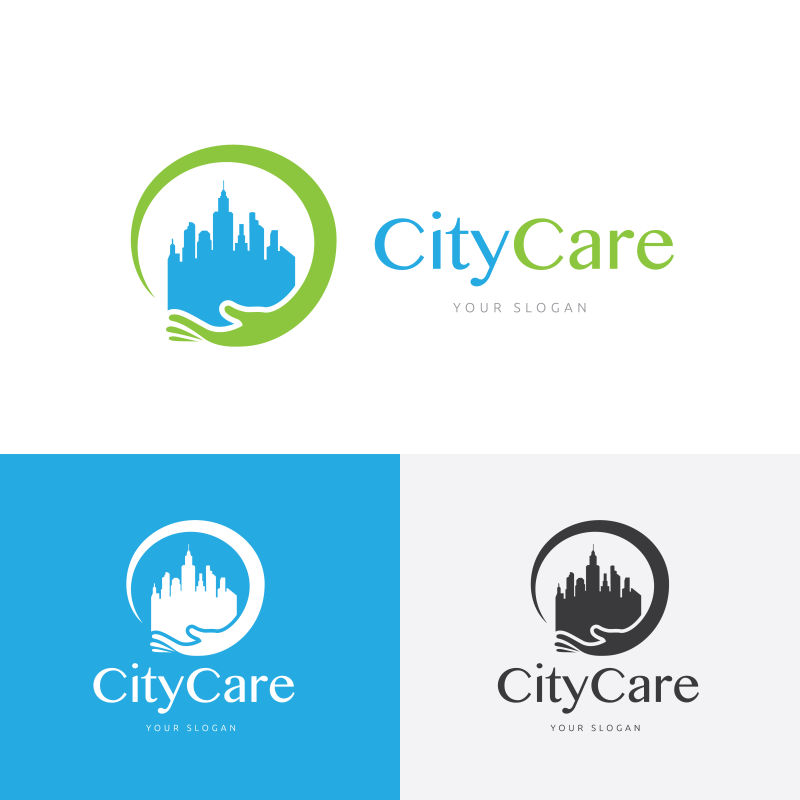 矢量城市护理概念的标志设计