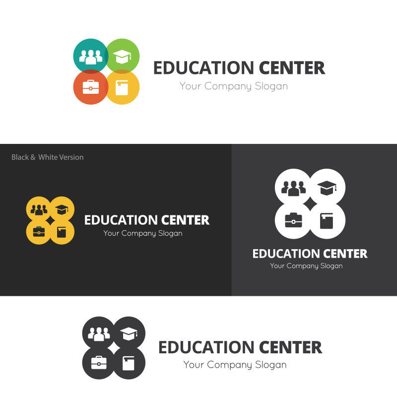 矢量教育中心创意标志设计