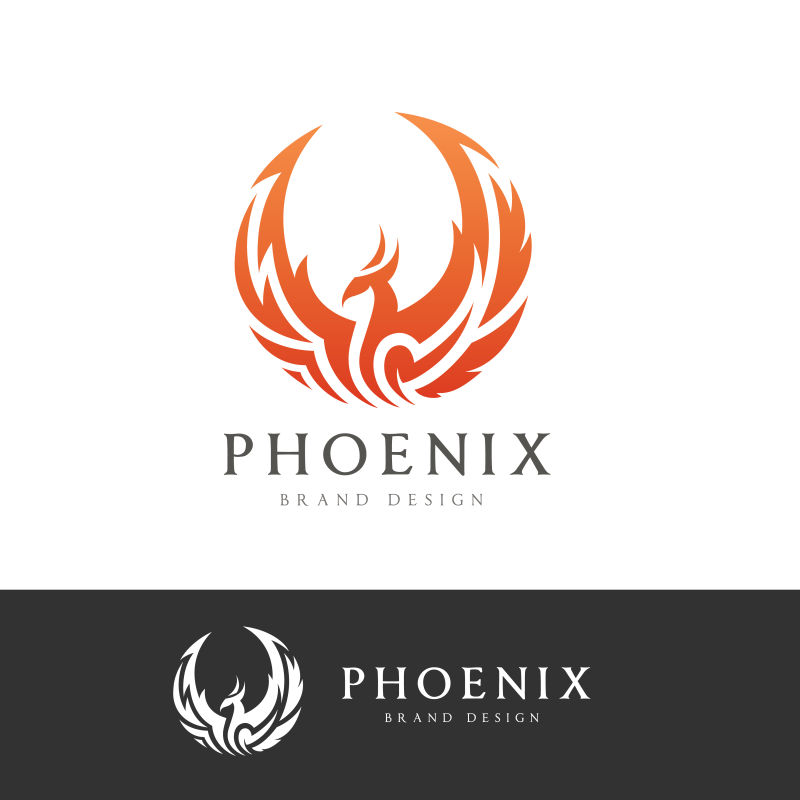 矢量红色凤凰创意标志设计
