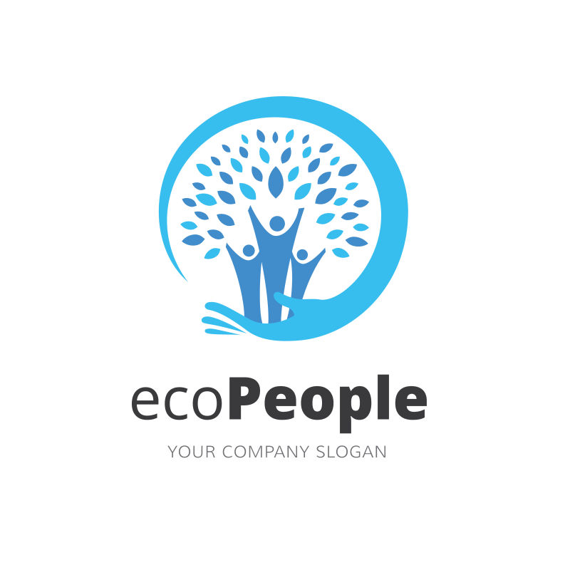 矢量创意蓝色保护生态标志设计