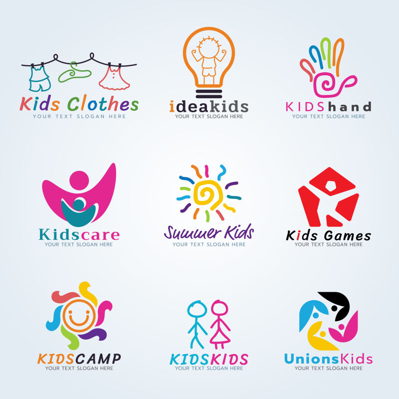 创意矢量彩色儿童概念的标志设计