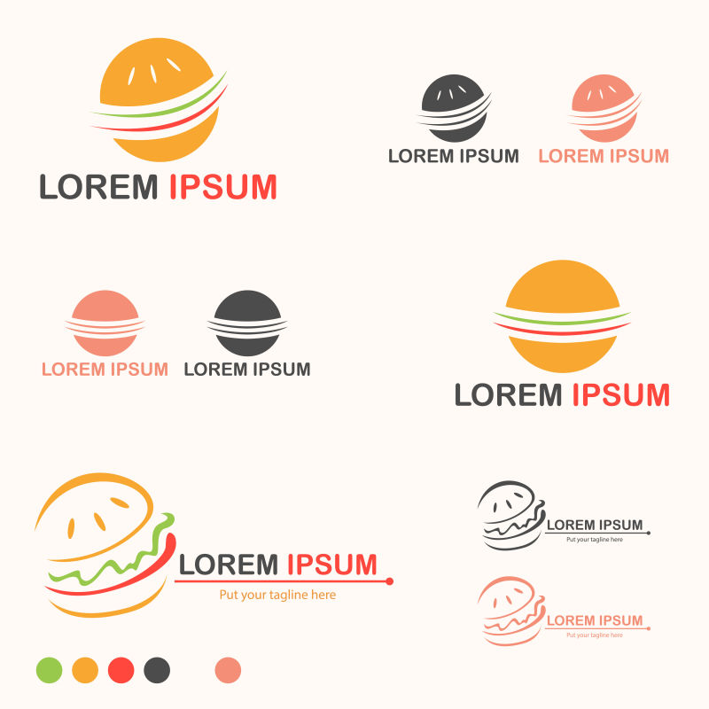 创意矢量汉堡简易标志设计