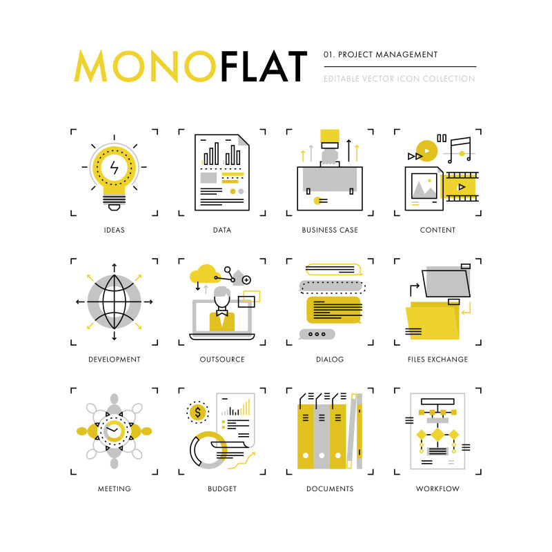 创意矢量项目管理创意图标