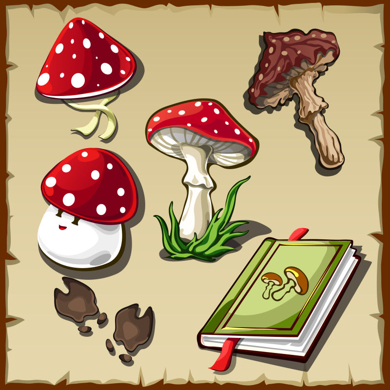 卡通的红色蘑菇矢量插图