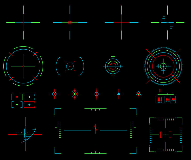 创意矢量霓虹灯光的瞄准十字准线