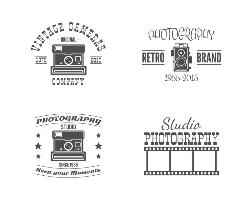 老式极简复古风格的摄影标志设计