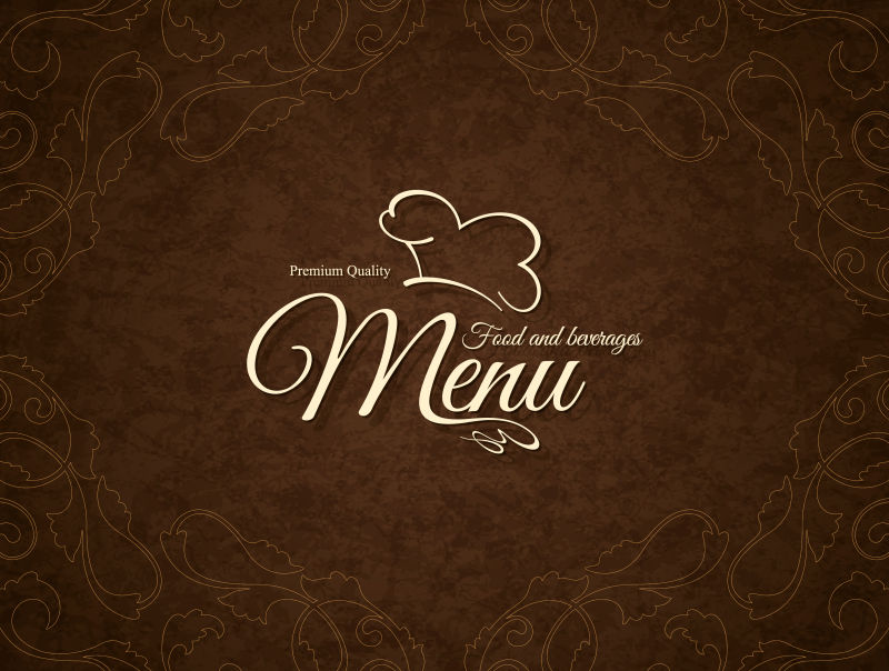 复古棕色背景的矢量餐厅菜单设计