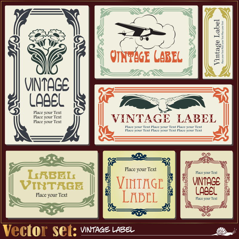 矢量的矩形复古标签设计