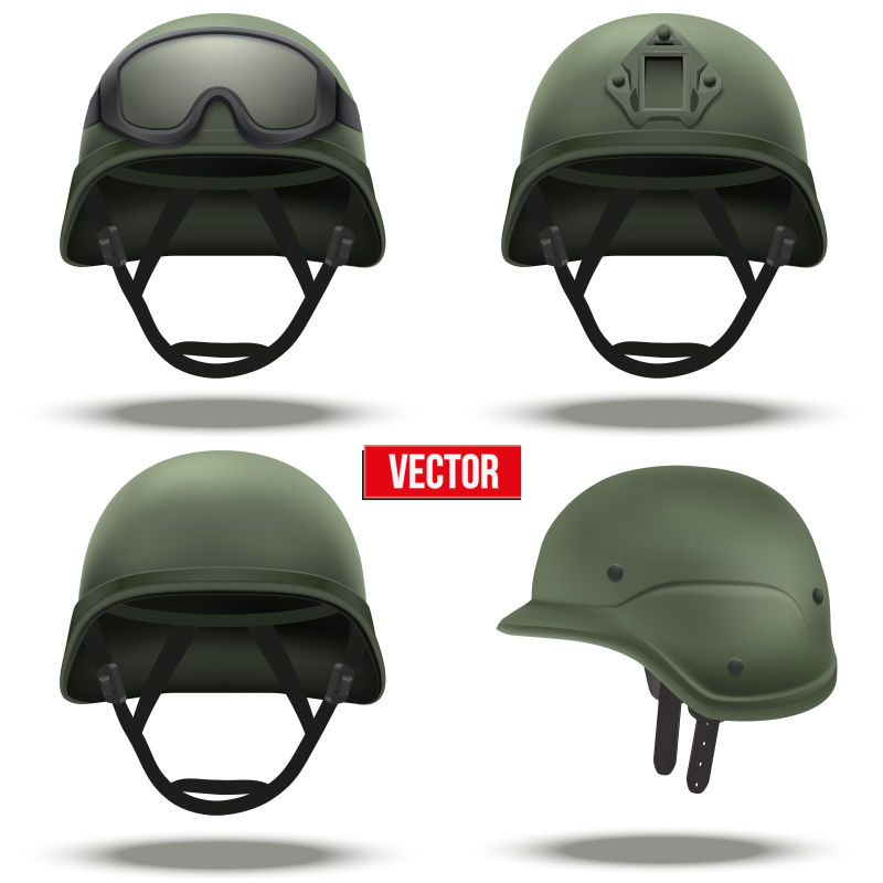 军事战术头盔矢量插图