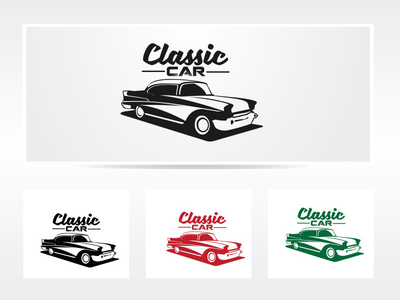 矢量的老式经典汽车标识设计