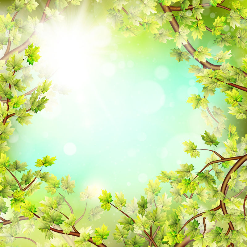 矢量明媚的夏季绿叶设计元素