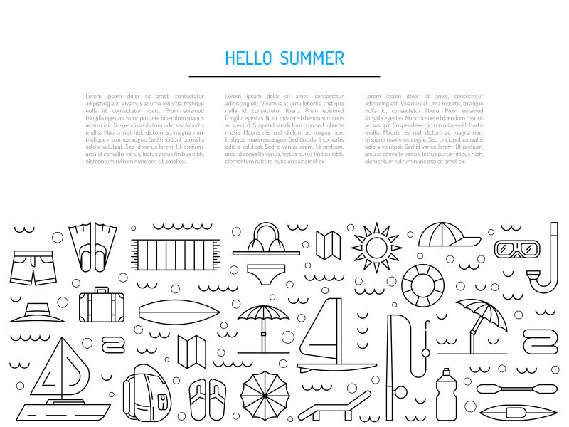 矢量创意暑假和旅游的图标