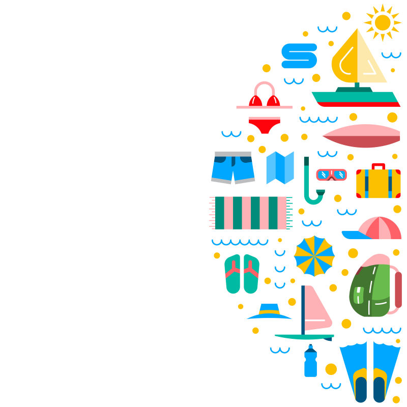 矢量夏季概念的创意平面图标