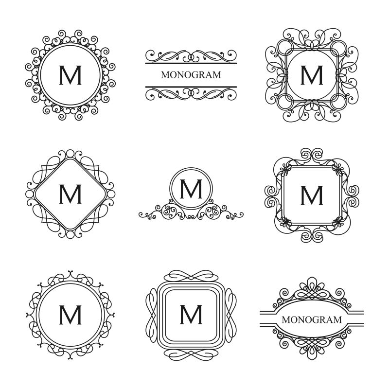 矢量矢量字母的装饰花纹边框设计