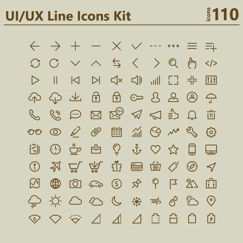 线形UI和UX矢量图标设计